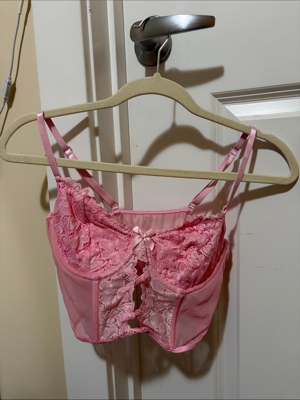 Pink Lace Bralette Bustier Top